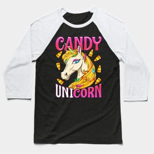 Unicorn Candy Corn Halloween Baseball T-Shirt